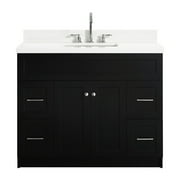 ARIEL HAMLET 43 IN. SINGLE SINK VANITY WITH WHITE QUARTZ COUNTERTOP IN BLACK