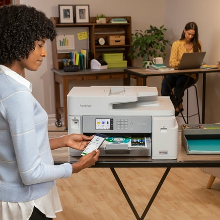 Brother - MFC-J5855DW INKvestment Tank All-in-One Inkjet Printer with up to 1-Year of Ink In-box - White/Gray