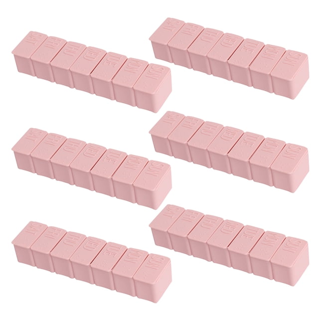 Mini pastilleros semanales de 6 piezas, 7 días, 7 compartimentos, pastillero con braille (blanco)