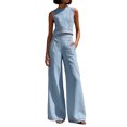thumbnail image 3 of Clossjun Women's 2 Piece Casual Lounge Sets Sleeveless Tops & Wide-Leg Pants Sets Fall Wear Fashion Outfit Sets XL, 3 of 6