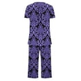 thumbnail image 4 of Levmjia Womens Pajama Set Polyester Short Sleeve Sleepwear Loungewear 2 Piece Outfit Comfortable Soft Casual Summer Nightwear for Women, 4 of 5
