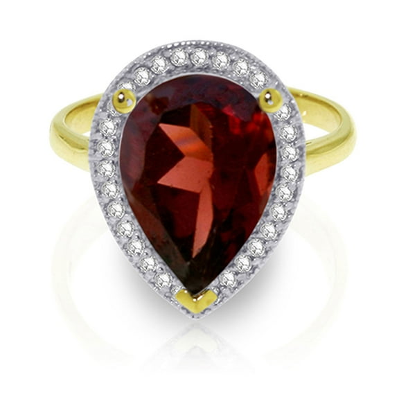 Galaxy Gold 14k Yellow Gold Teardrop Garnet and Diamond Ring - Size 5.5