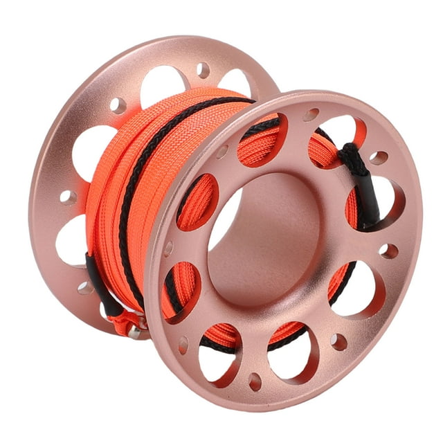 Fishing Line Reel, 15m Cable Diving Reel Aviation Aluminum Diving Line with Double Ended Hook for Outdoor Boating Marine Operations