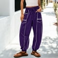 thumbnail image 2 of ManxiVoo Women Casual Wide Leg Pants with Pockets Soft Lounge Drawstring Trousers for Daily Use M Size Dark Purple, 2 of 6