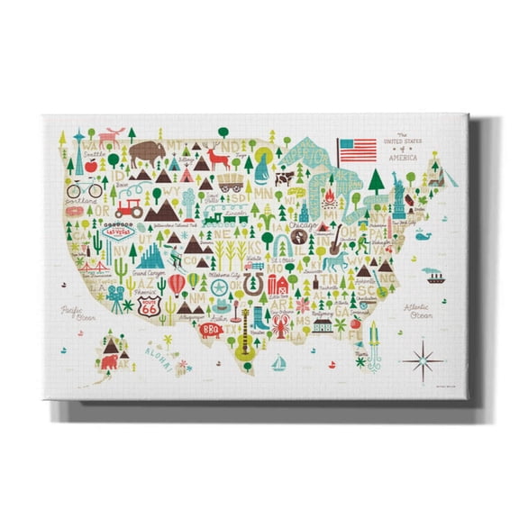 Epic Graffiti 'Illustrated USA' by Michael Mullan, Canvas Wall Art, 18"x12"