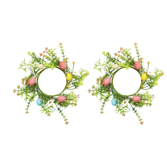 Eoozwa Easter Door Wreath with Eggs Bunny Handmade Rattan Plastic for Home Front Door Holiday Spring Party Decoration Gift