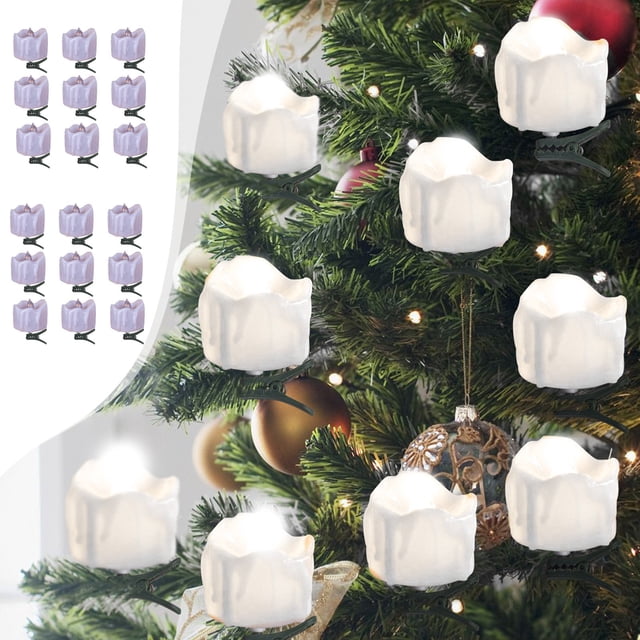Xihbxyly Velas Led Sin Llama con Clip, Luz Blanca Cálida y Fría, Decoración Segura para El Árbol de Navidad, Ideal para Fiestas y El Hogar, Juego de 9 Piezas, Tamaño de 4 Cm.