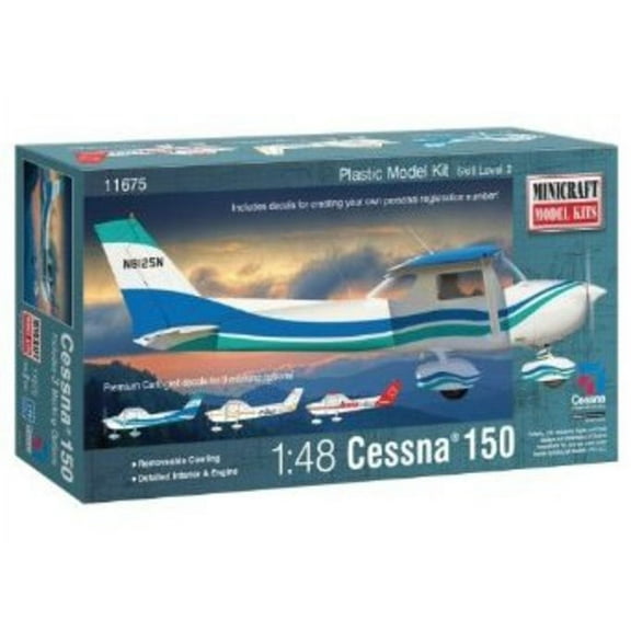 Minicraft Cessna 150 with Multiple Marking Options Model Kit, 1/48 Scale