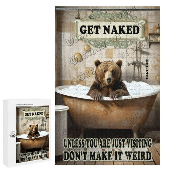 Wooden Puzzles for Adults,Bear Get Naked Unless You Are Just Visiting Don't Make It Weird Wooden Jigsaw Puzzles for Adults, 1000 Piece Puzzles for Adults