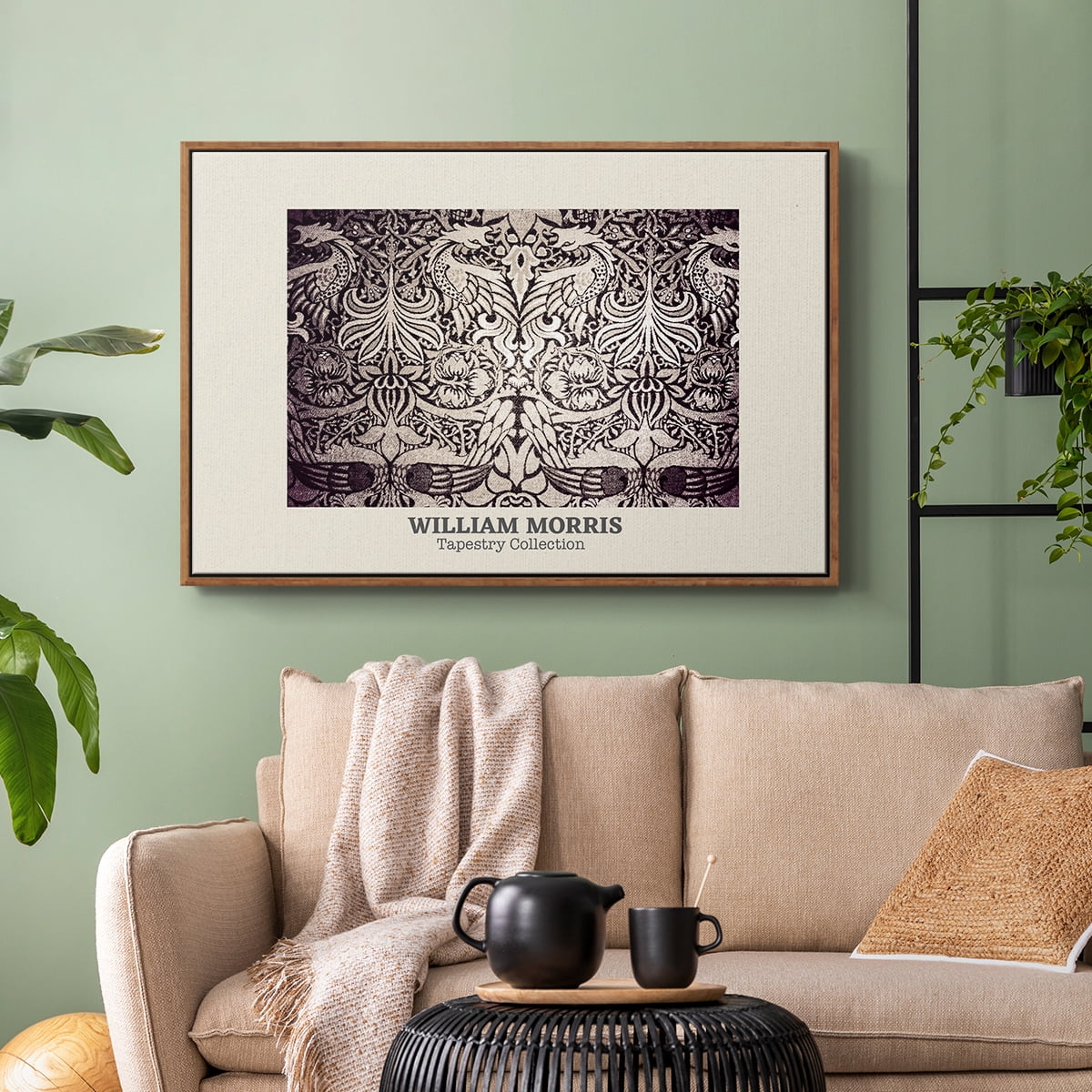 Vintage Abstract Print-XXXVI Framed in Walnut Wood Gallery Wrapped Canvas 17 in. x 25 in.