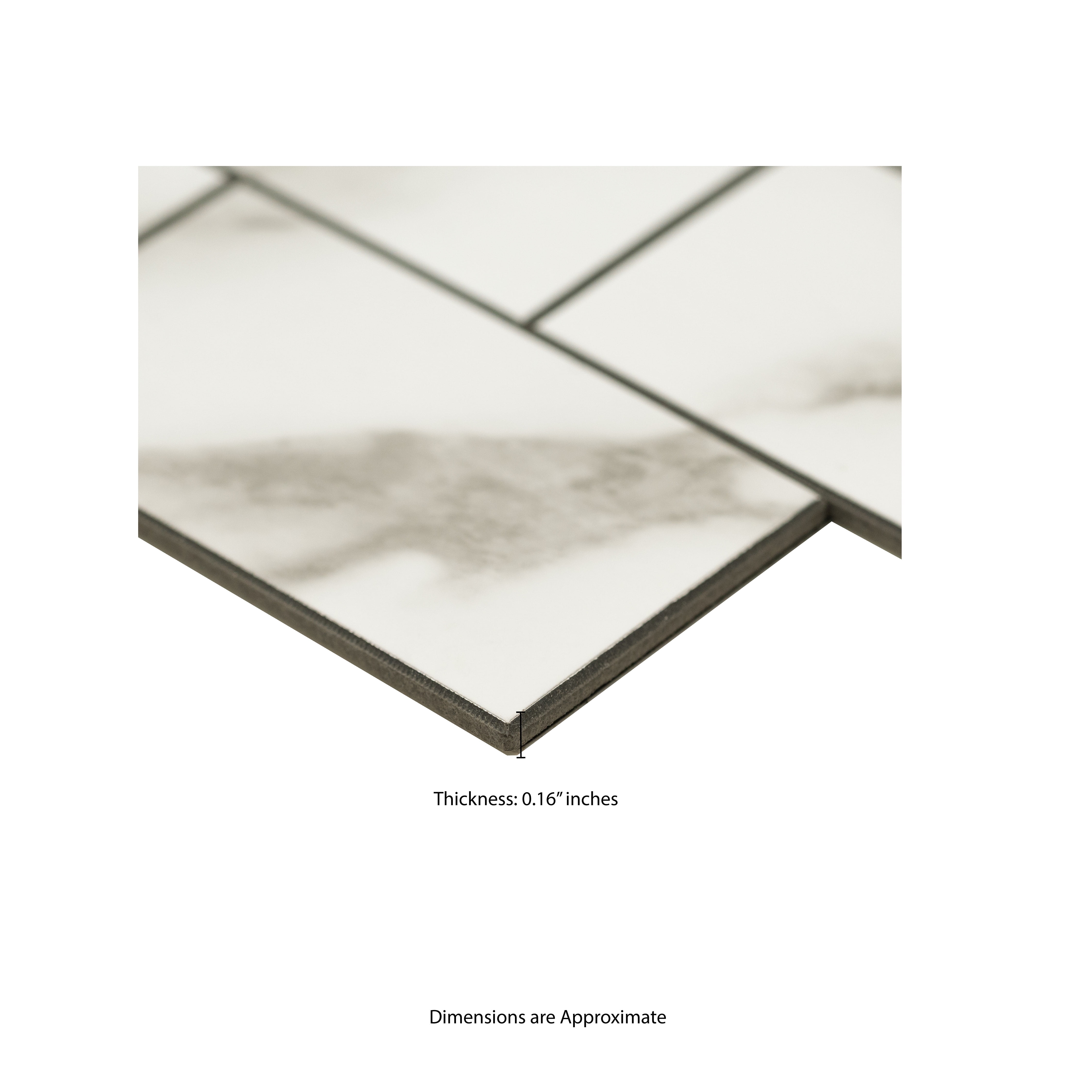 (10 pack) Aldhurst Marbled Carrara Adhesive Backed 9.84 in. x 10.37 in. PVC Mosaic Tile