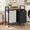Black-Grey, variant on Laundry Sorter Hamper With Wooden Top Sh2*14.5gal(110l) Metal Frame Basket Wheels Pull Out And Removable Bags 2 Bags-golden