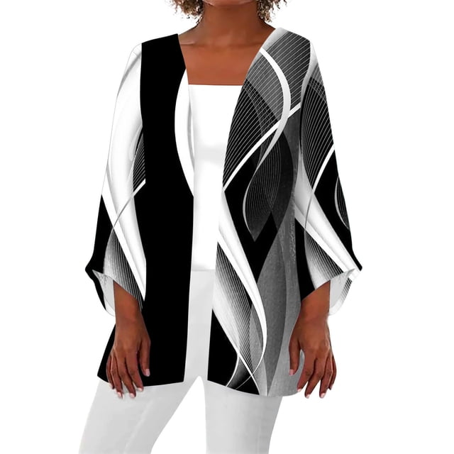 Robe à Manches Longues pour Femmes, Cardigan Ouvert en Chiffon Doux pour Soirée
