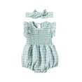 thumbnail image 2 of JDQJBZ Robe Fille Combinaison d'Escalade Barboteuse Manches Courtes Imprimé Couleur Unie Coton Barboteuse Bébé, 2 of 5