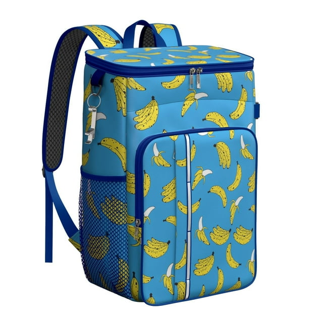 Tropical Banana Lover Cooler Backpack, Leakproof and Insulated Lunch Bag with Cute Yellow Fruit Design