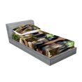 thumbnail image 2 of Spa Fitted Sheet & Pillow Sham Set, Massage Stone Triplets Herbal Oil and Scent Candles Print, Decorative Printed 4 Piece Bedding Decor Set, Twin, Black Brown and White, by Ambesonne, 2 of 3