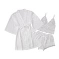 thumbnail image 2 of uublik Women's Bathrobes Pjs Sets 3Pcs Cami Shorts Sleepwear Summer Cute Loungewear White, 2 of 6