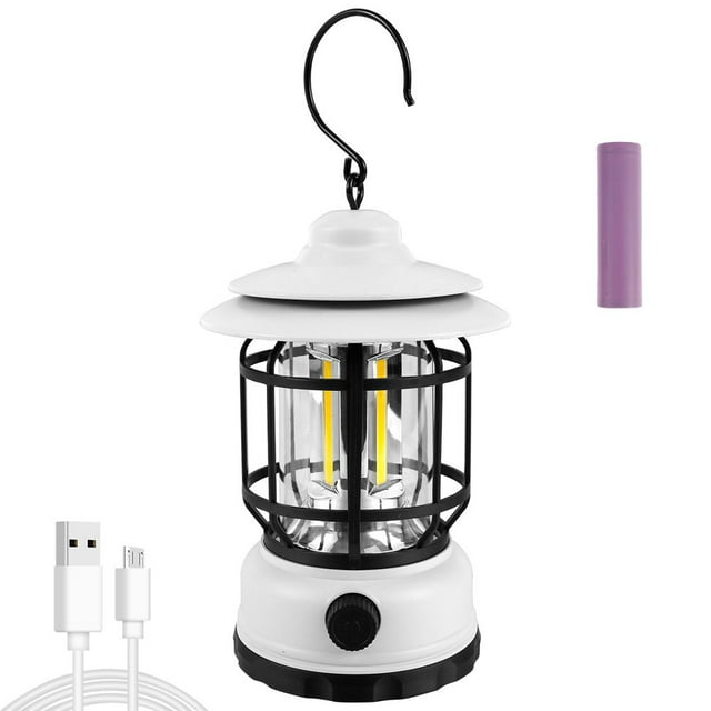 Lanterne de Camping avec Variateur 200 Lm Lumière DEL Rechargeable Portable Légère Lampe USB Réglable Rétro pour Plein Air Randonnée Pêche Jardin Cour
