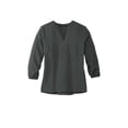 thumbnail image 3 of MERCER+METTLE Women's Stretch Crepe 3/4-Sleeve Blouse | Women's Lightweight Dressy Top, Business Casual Shirt for Work - Anchor Grey L, 3 of 4