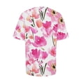 thumbnail image 5 of Camiseta de Cuello Redondo de Manga Corta con Impresión Floral para las Mujeres, Blusa de Poliéster Suave de Estilo de Vacaciones para el Uso Diario de Primavera Y Otoño, 5 of 5