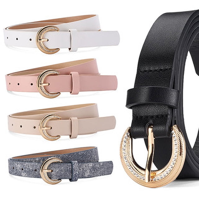 YAOBAMM Ceinture à la Mode pour Femmes Boucle Sculptée Ceinture en Jean Réglable Design Multi-Trous Ceinture en Faux Cuir
