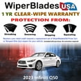thumbnail image 2 of 2023 Infiniti Q50 Beam Wiper Blades Wipers w/1yr Warranty (Set of 2) (WiperBladesUSA), 2 of 5