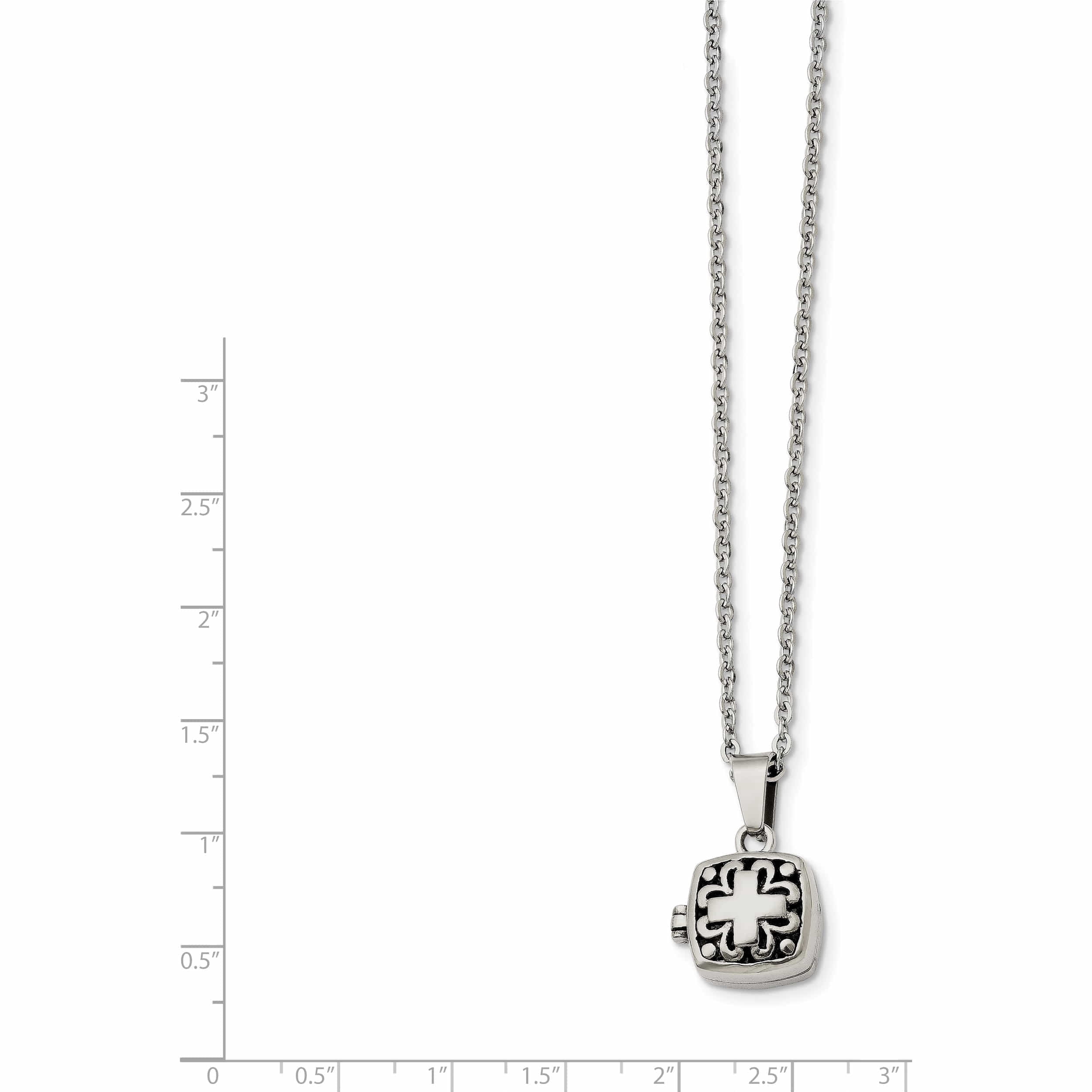 Stainless Steel Polished And Antiqued Magnetic Prayer Box 18In Necklace Made In China -Jewelry By Sweet Pea