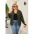 thumbnail image 3 of NAYTOAO Women's Plus Size Jacket: Full‑Zip Long Sleeve Knit Bomber Jacket, Casual Lightweight Streetwear with Pockets for All‑Season Wear, 3 of 7