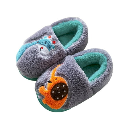 

Yammkia Toddler Boys Girls Cute Slippers Kids Winter Fuzzy Warm Bedroom House Shoes for 3.5-4 Years Grey