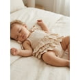 thumbnail image 4 of BemeyourBBs Newborn Baby Girl Summer Clothes Cute Infant Baby Girl Cotton Linen Outfit Bubble Romper 0 3 6 12 18 Months Strap Tie-up Sleeveless Layered Bodysuit Jumpsuit Playsuit, 4 of 9