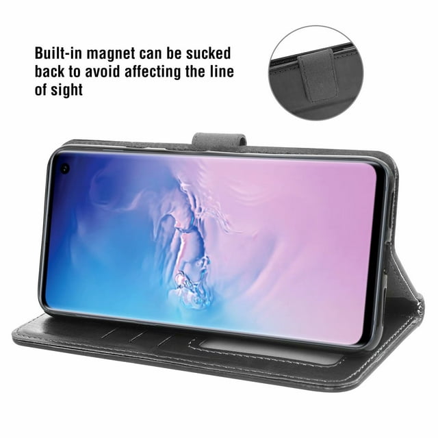 Mobile Phone Cover for Samsung S10, Cover Premium Pu Leather Tpu Flip Cover Magnetic Closure Card Compartment Stand Function Wallet with Lanyard Protective Cover