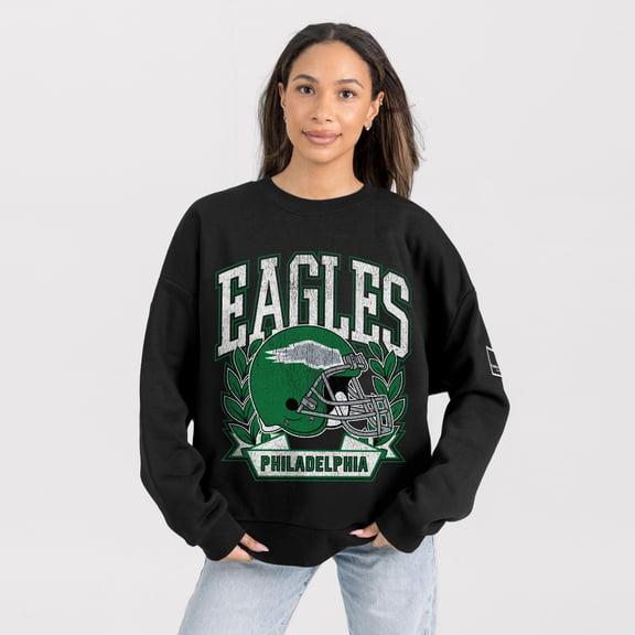 Women's Gameday Couture Black Philadelphia Eagles Oversized Victory Lane Black Label Premium Fleece Sweatshirt
