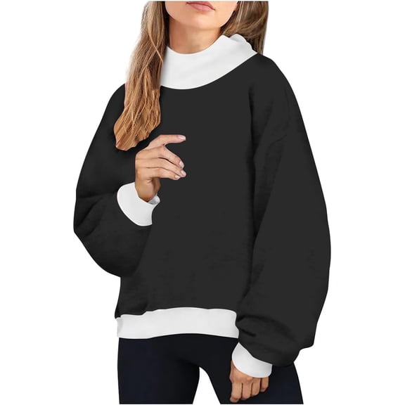 Xdegoge Oversized Graphic Crew Neck Sweatshirt for Women Oversized Hoodies Cute Sweatshirts 2025 Trendy Cute Graphic Long Sleeve Sweatshirt Ropa Black L