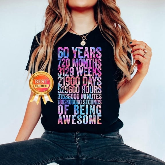[Tshirt]Funny 60th Birthday Shirt 60th Birthday Gift for Men and Women 60 Years of Being Awesome Oldmeter 60 Years Old T Shirts Sixty Birthday Shirt
