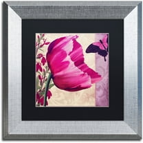 Trademark Fine Art " Pink Poppy II " Canvas Art by Color Bakery Black Matte, Silver Frame