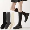 thumbnail image 2 of 3 Pairs of Women's Thick Wool Autumn/Winter Calf Socks, Soft Warm Twist Pattern Socks, Solid Color Comfortable Compression Knee-High Socks, Winter Socks, Fashionable Leg-Protecting Socks, 2 of 7