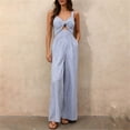 thumbnail image 7 of Jumpsuit For Women V Neck Sleeveless Striped Wide Leg Vacation Casual Travel Day Comfort Beach Plan Ready Weekend Shopping Look Morning Walk Casual All Day Comfort, 7 of 7