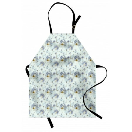 Dandelion Apron  Grunge Pattern of Abstract Botanical Motif  Unisex Kitchen Bib with Adjustable Neck for Cooking Gardening  Adult Size  Turquoise Ceil Blue  by Ambesonne