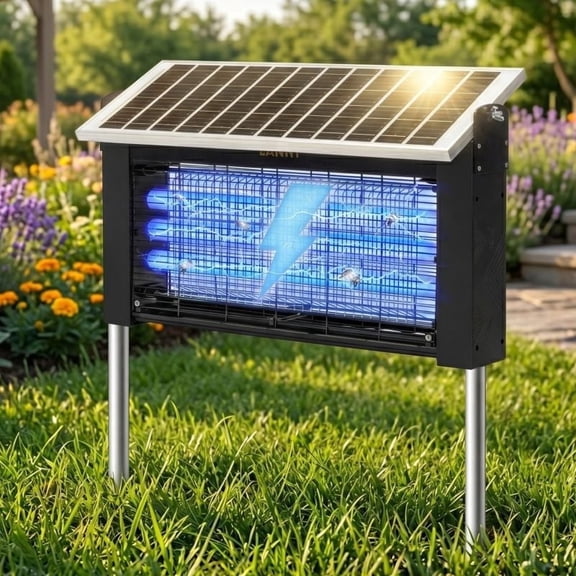 20W Solar Bug Zapper Outdoor - High Powered Electric Mosquito Killer & Insect Zapper, Waterproof Fly Light Trap for Garden, Patio, Camping