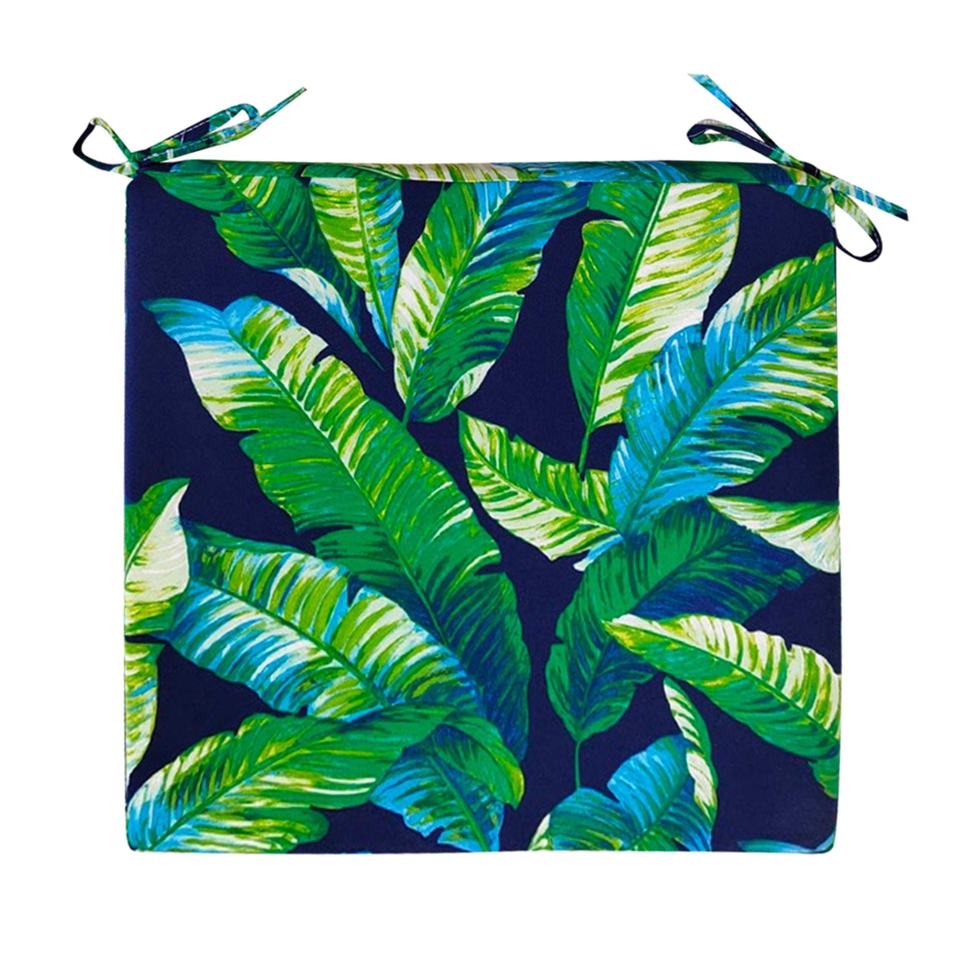 Set of 2, Blue Palms Square Outdoor Chair Pad