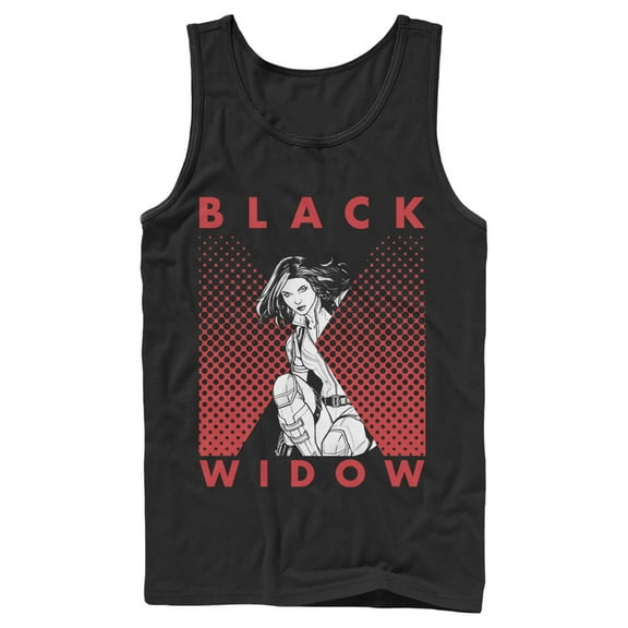 Men's Marvel Black Widow Gradient Pose Tank Top Black Medium