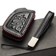 thumbnail image 5 of Vitodeco Genuine Leather Smart Key Fob Case with Leather Key Strap Compatible for Chevrolet Corvette (2020 - 2026 Models) - 6-Button, Black/Red, 5 of 6