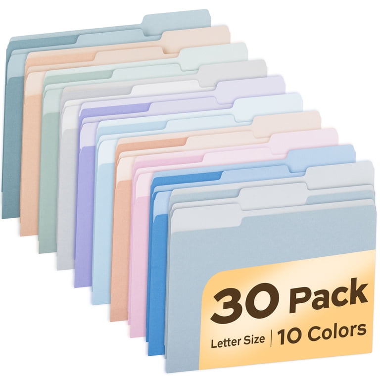 Deli Pastel File Folders, Letter Size, 30-Pack with Labels photo 1