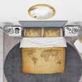 thumbnail image 3 of Designart 'Vintage Classic Map' Contemporary Bedding Set - Duvet Cover & Shams, 3 of 4
