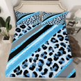thumbnail image 2 of Homewish Fashion Cheetah Print Full Size Sheets, Leopard Wildlife Bed Sheets, Blue Abstract Stripes Sheet Sets, Lightweight Room Decor, 4-Piece, 2 of 7