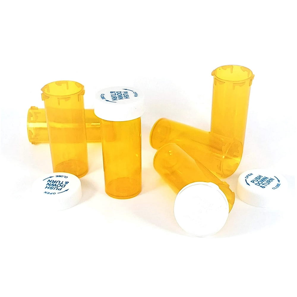 8 Dram Amber Pill BottlesChild Resistant Medicine VialsPack of 75