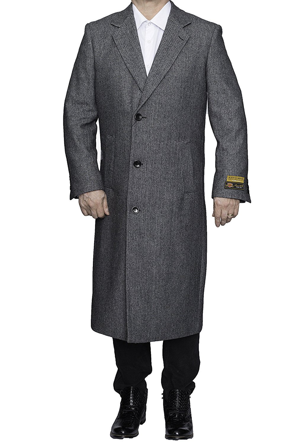 Alberto Nardoni Gray Herringbone Wool Blend Luxury Overcoat Topcoat ...