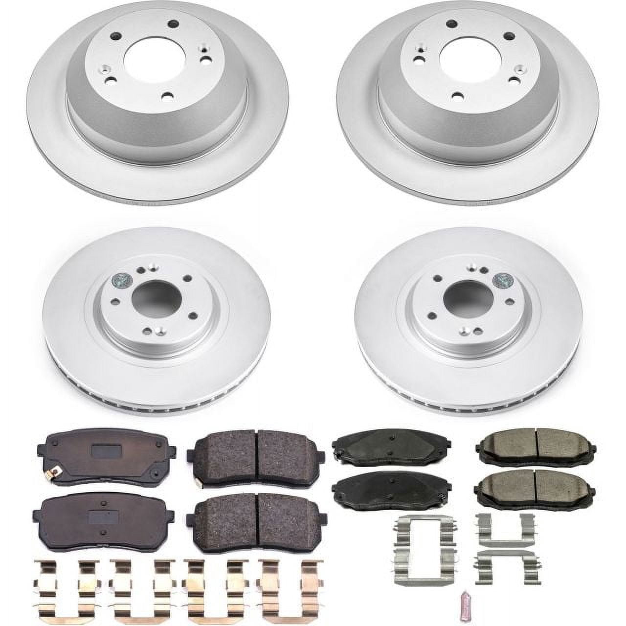 PowerStop Front and Rear Geomet Coated Brake Rotor and Pad Kit Fits: KIA Select Models CRK7286