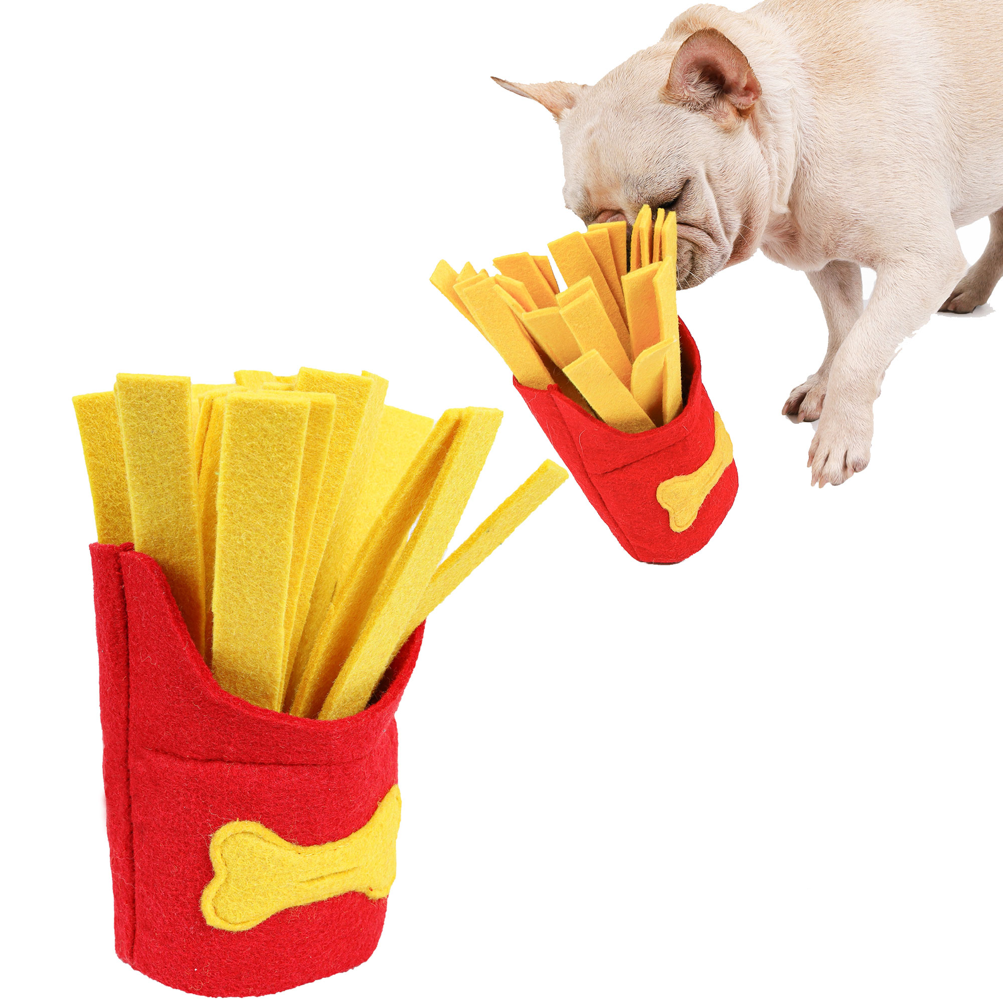 BRKURLEG Dog Snuffle Toys, French Fries Design Dog Toy Box, Pet IQ ...