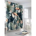 thumbnail image 3 of Fsddascl Parrot Tripical Shower Curtain Set - 48" x 72" Washable Bathtub Curtain with 12 Hooks, Green Coconut Tree Leaves Botanical Waterproof Fabric Stall Shower Curtains for Bathroom/Bathtub, 3 of 6